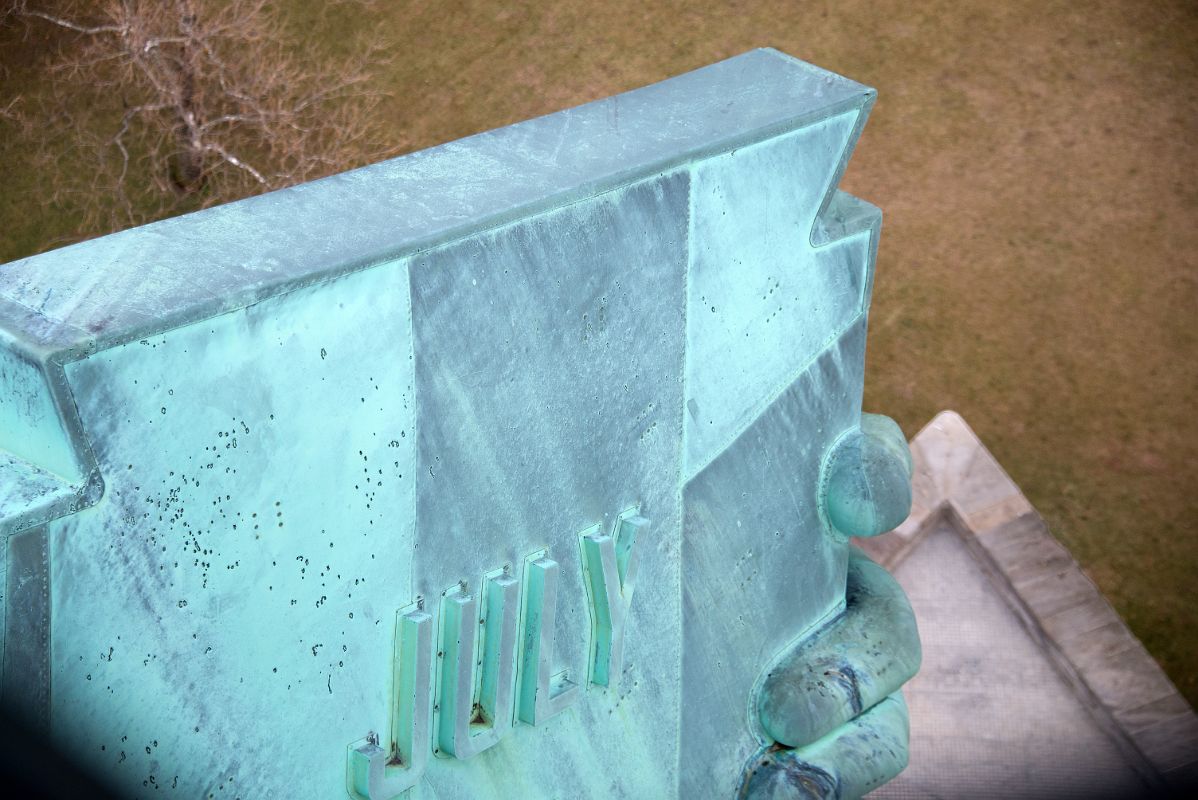 05-16 Statue Of Liberty Holds A Book With Word July Close Up From The Crown Inside The Statue Of Liberty